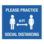 Blue Practice Social Distancing Wall Decals 12" circle or 12" x 14" rectangle 