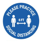 Blue Practice Social Distancing Wall Decals 12" circle